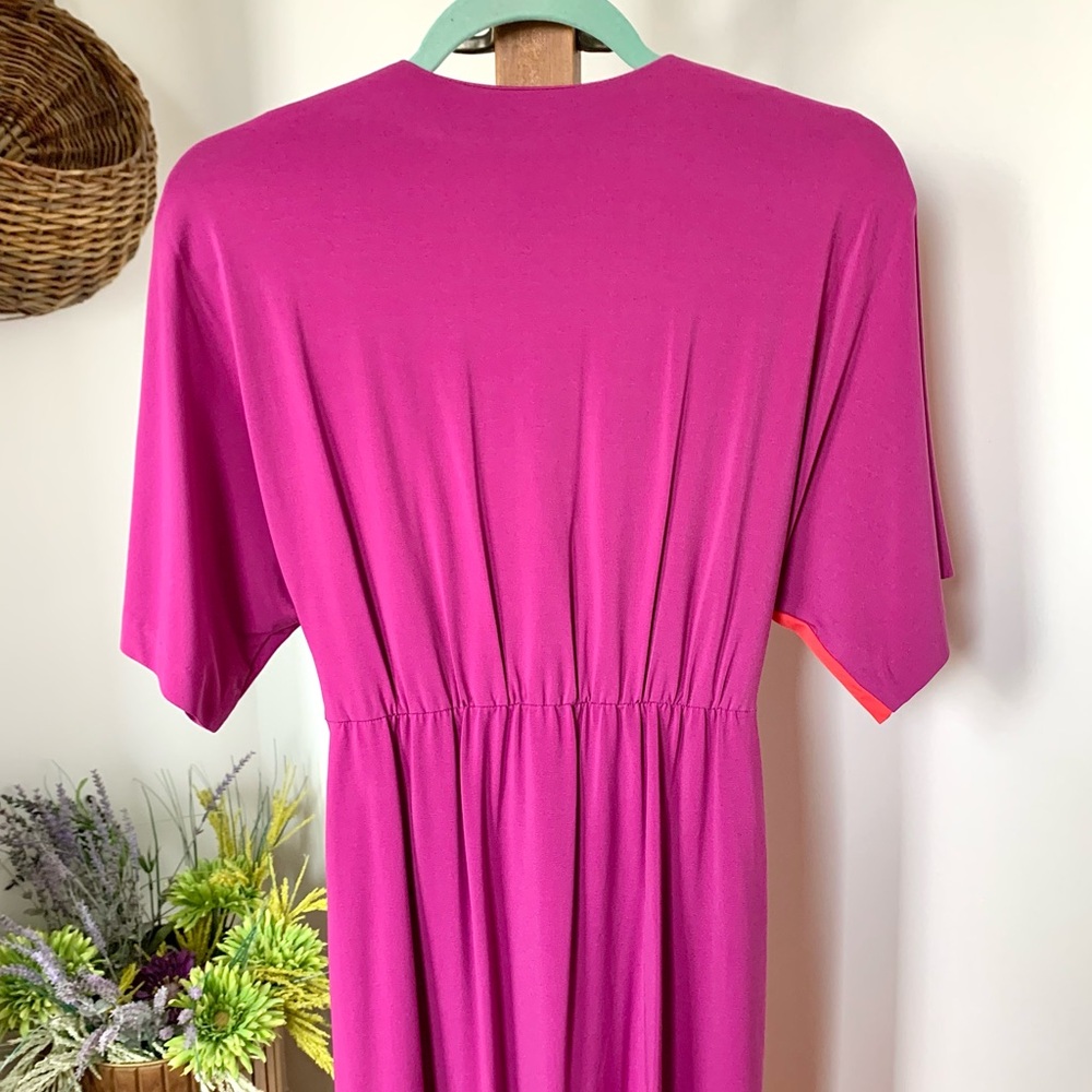 Trina Turk Etta Dress Vivid Viola Bodycon Front Twist Fluttery Dolman sleeves XS - Picture 11 of 16